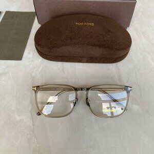 Tom Ford Clear Brown Square Glasses Frame 57-19-145 | Minimal Chic